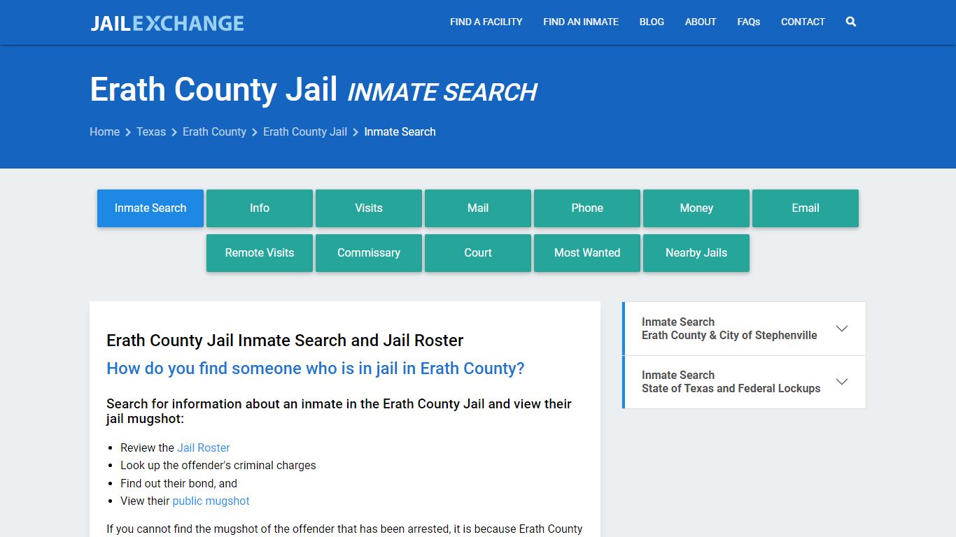 Inmate Search: Roster & Mugshots - Erath County Jail, TX